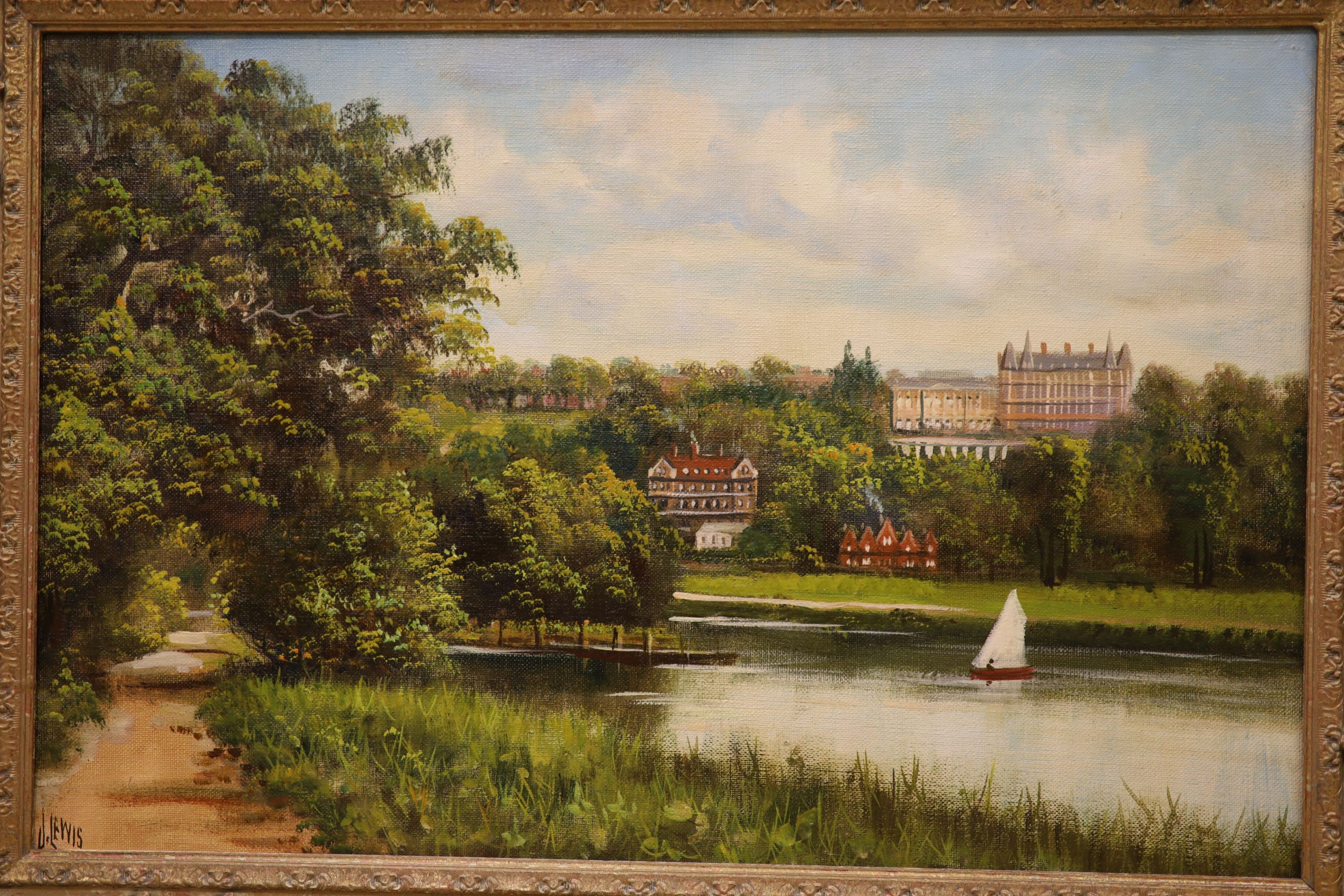 J. Lewis, pair of oils on canvas, Views of Richmond, signed, 40 x 60cm.